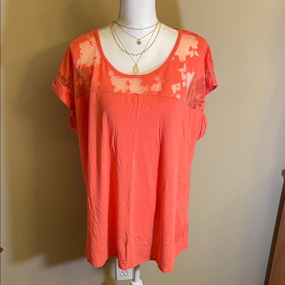 Apt. 9 Tops - Apt. 9 Orange Floral Short Sleeve Tee
